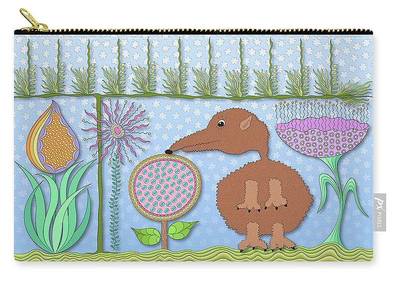 Enlightened Animals Zip Pouch featuring the digital art Stop And Smell The Flowers by Becky Titus