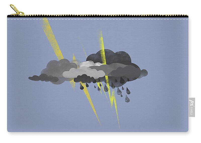 Thunderstorm Zip Pouch featuring the digital art Storm Clouds, Lightning And Rain by Fstop Images - Jutta Kuss