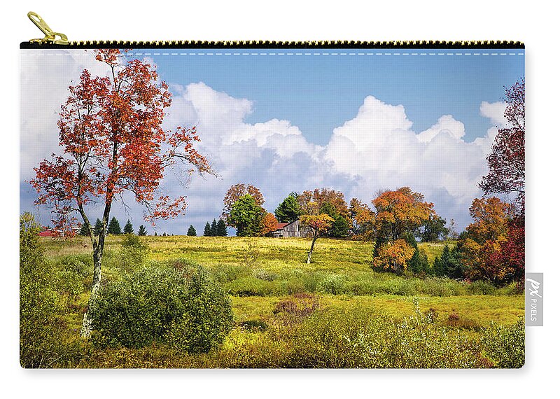 Landscape Zip Pouch featuring the photograph Fall Trees On Country Landscape by Christina Rollo