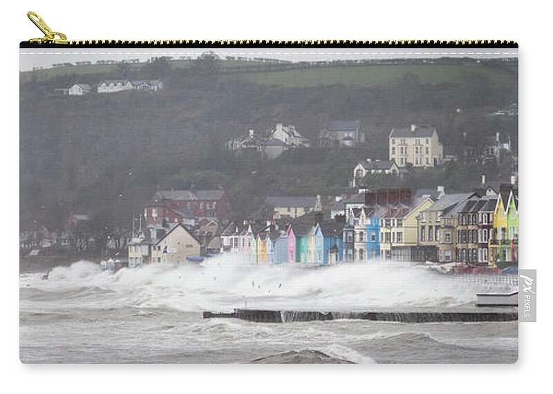 Whitehead Zip Pouch featuring the photograph Storm Deirdre visits Whitehead by Nigel R Bell
