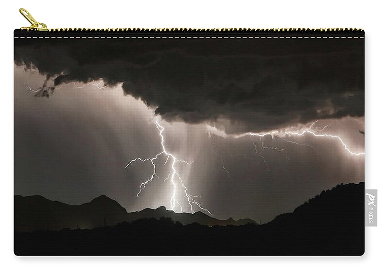 Lighting Zip Pouch featuring the photograph Storms Over the Sierrita Mountains by Elaine Malott