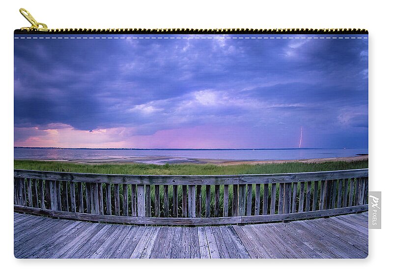 Beach Zip Pouch featuring the photograph Stormy Beach Sunset by Steve Stanger