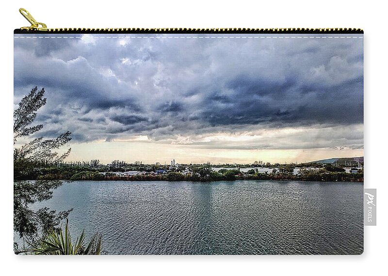 Storm Lake Florida Cloud Ripples Landscape Horizon Zip Pouch featuring the photograph Stormy Lake by Nora Martinez