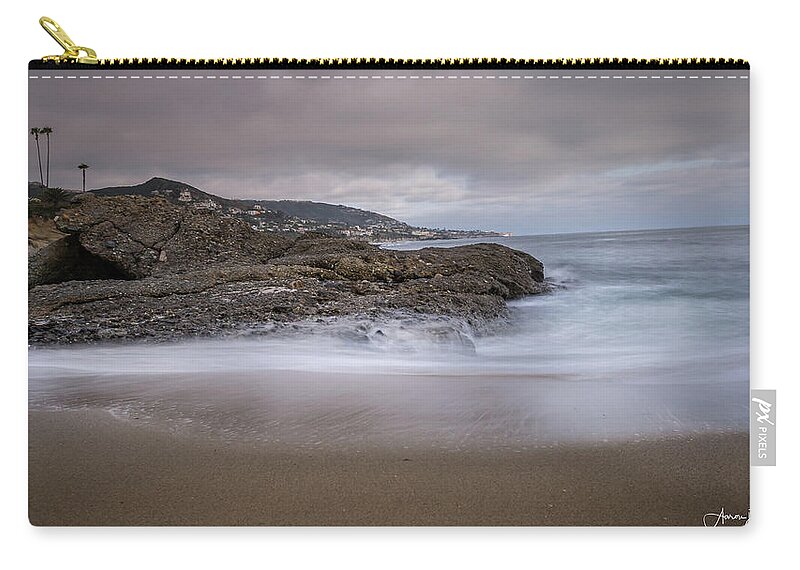 Ocean Zip Pouch featuring the photograph Stormy Shores by Aaron Burrows