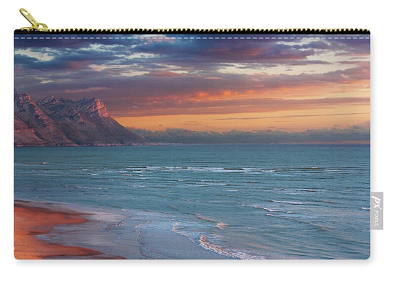 Water's Edge Zip Pouch featuring the photograph Strand Beach At Sunset by Jesus Villalba