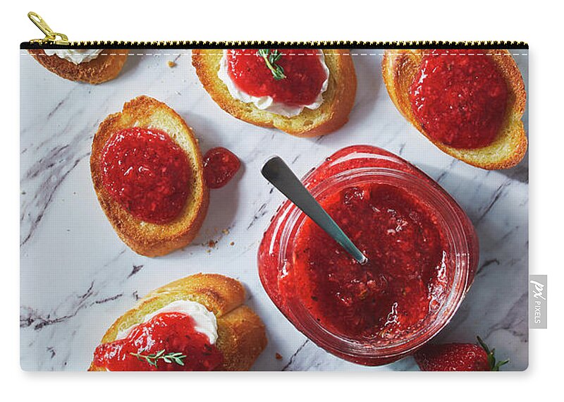 Strawberry Zip Pouch featuring the photograph Strawberry Freezer Jam by Cuisine at Home