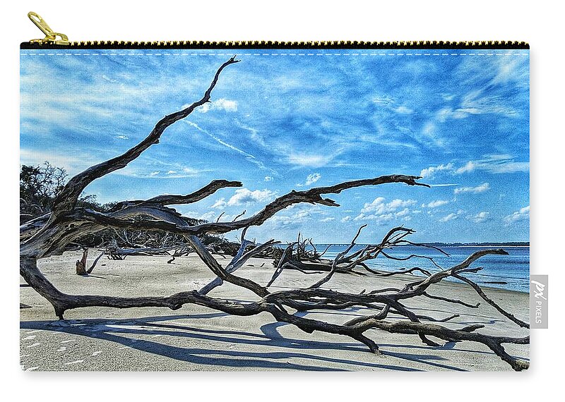 Landscape Zip Pouch featuring the photograph Stretch by the Sea by Portia Olaughlin