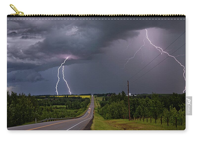Lightning Zip Pouch featuring the photograph Strike Three... by Dan Jurak