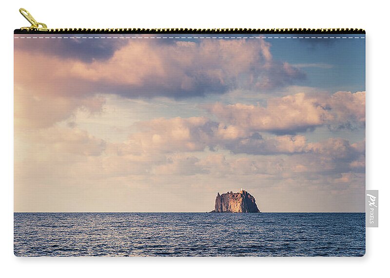 Aeolian Zip Pouch featuring the photograph Strombolicchio Lighthouse Island by Alexey Stiop