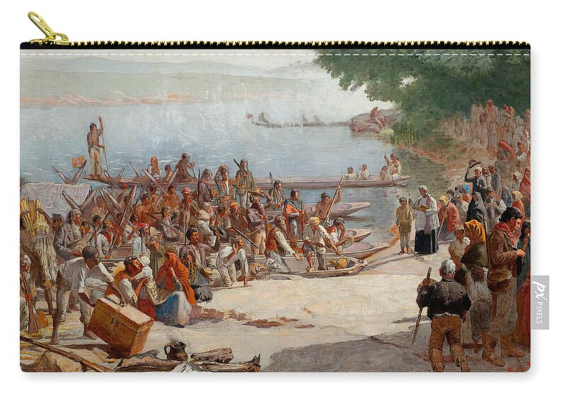 19th Century Art Zip Pouch featuring the painting Study for Departure of the Moncao by Almeida Junior