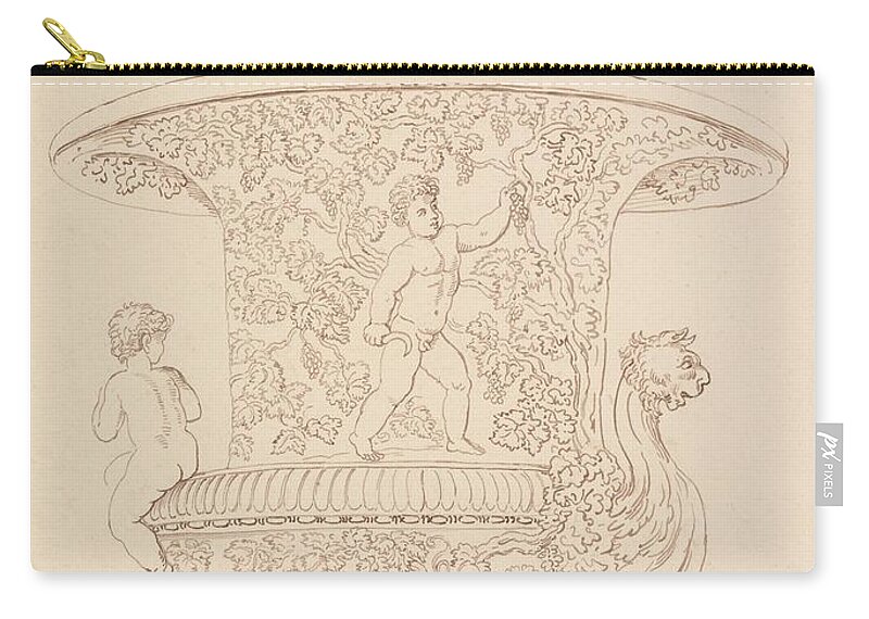 19th Century Art Zip Pouch featuring the drawing Study of a Vase by Thomas Rowlandson
