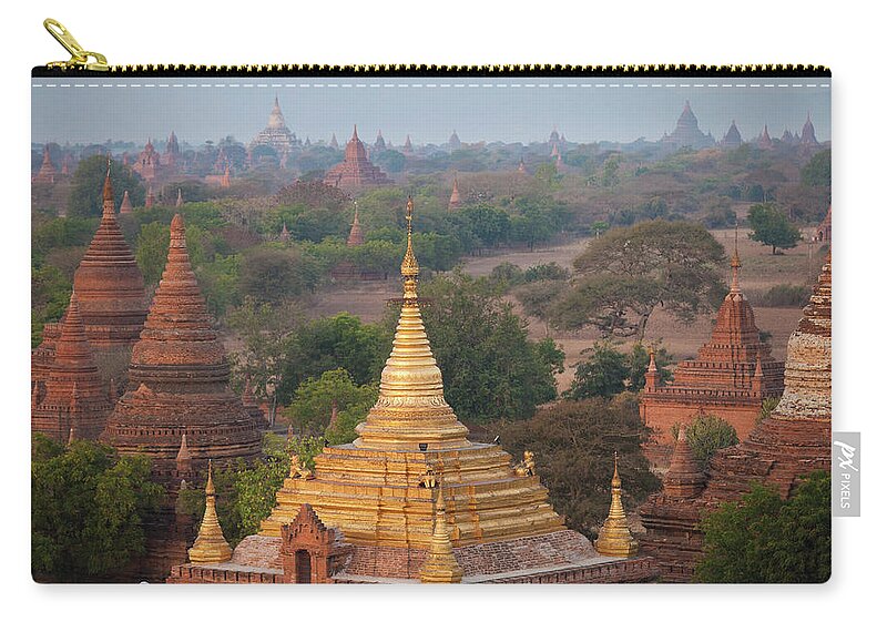 Scenics Zip Pouch featuring the photograph Stupas And Temples In The Bagan by Mint Images - Art Wolfe