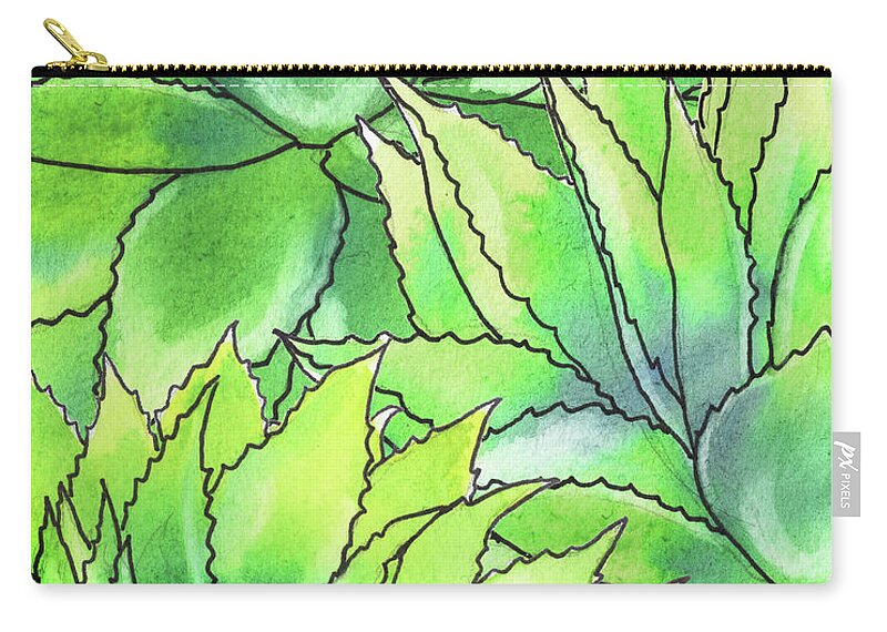 Succulent Zip Pouch featuring the painting Succulent Garden Watercolor Composition I by Irina Sztukowski