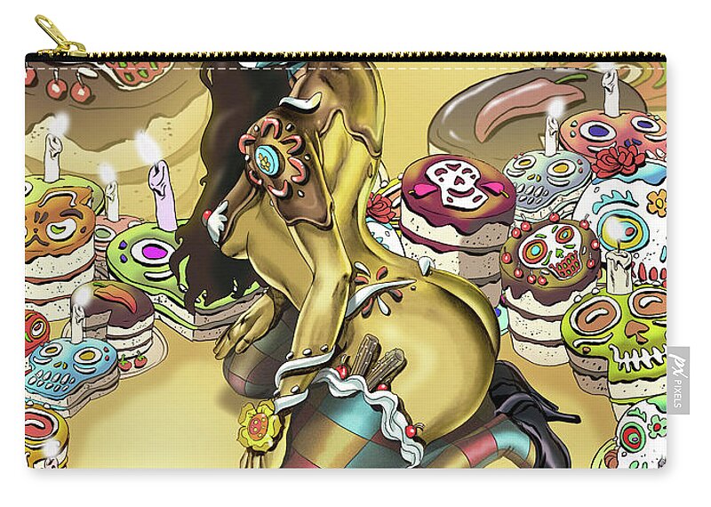 Cakes Zip Pouch featuring the digital art Sugar and Skulls by Kynn Peterkin