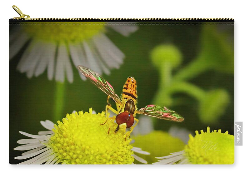 Macro Photography Zip Pouch featuring the photograph Sugar Bee Wings by Meta Gatschenberger