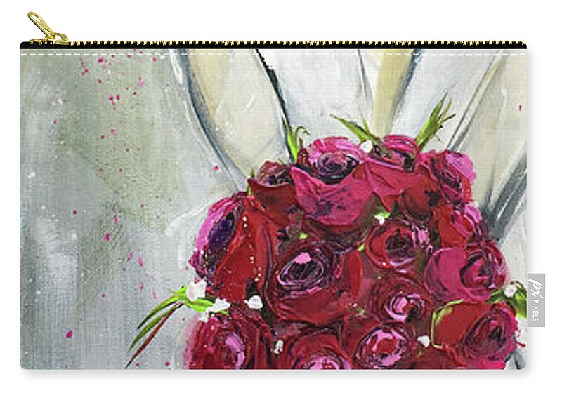 Bride Zip Pouch featuring the painting Blushing Bride by Roxy Rich