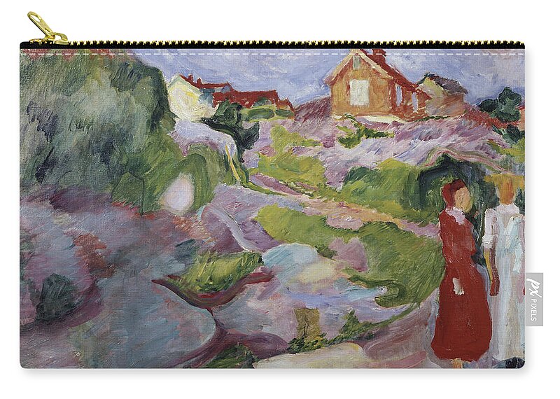 Karsten Zip Pouch featuring the painting Summer Evening, 1907 by Ludwig Karsten