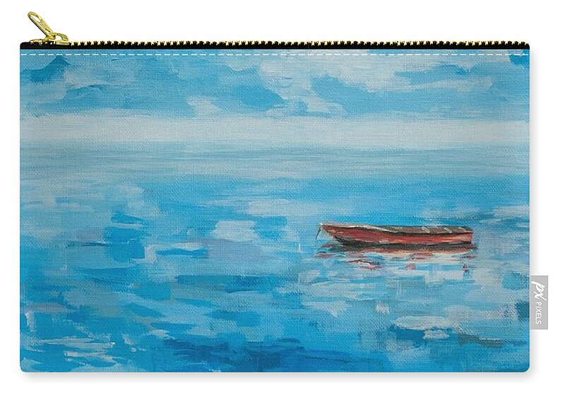 Boat Zip Pouch featuring the painting Summer Float by Deborah Smith