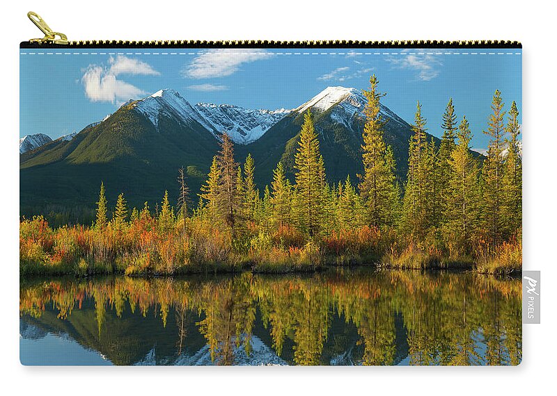 00575349 Zip Pouch featuring the photograph Sundance Range, Vermilion Lakes, Banff by Tim Fitzharris