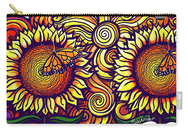 Sunflower Zip Pouch featuring the digital art Sunflower Mug by David Sockrider