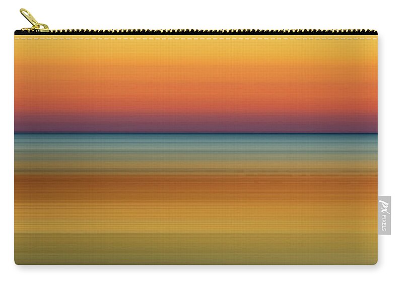 Sunrise Sunset Horizon Photography Digital Artwork Photography Based Digital Art Blur Motion Blur Sky Water Ocean Lake Morning Evening Sun Warm Saturated Colorful Color Abstract Landscape Blue Orange Cyan Yellow Red Blue Hour Golden Hour Calm Smooth Peaceful Quiet Rise Set Dawn Dusk Glow Scott Norris Creative; Scott Norris Photography Zip Pouch featuring the photograph Sunrise 3 by Scott Norris
