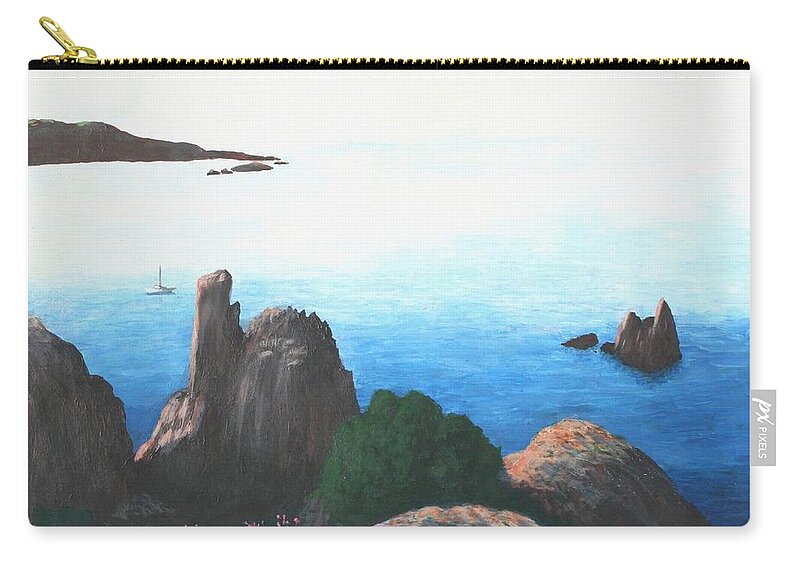 Sunrise Zip Pouch featuring the painting Sunrise at Beauport Jersey by Nigel Radcliffe