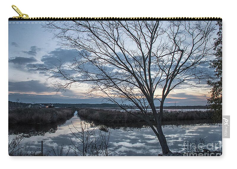 Sunrise Zip Pouch featuring the photograph Sunrise - Blackwater NWR by John Greco