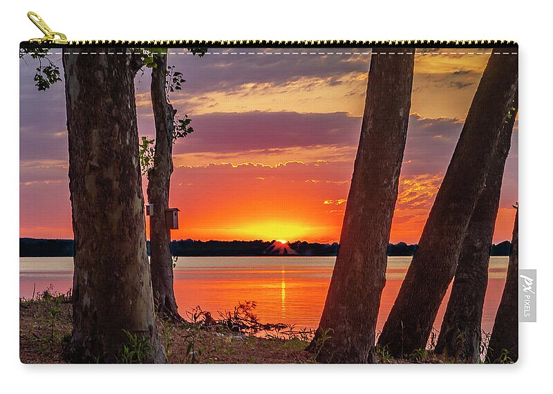 Grand Lake Zip Pouch featuring the photograph Sunrise from Monkey Island by David Wagenblatt