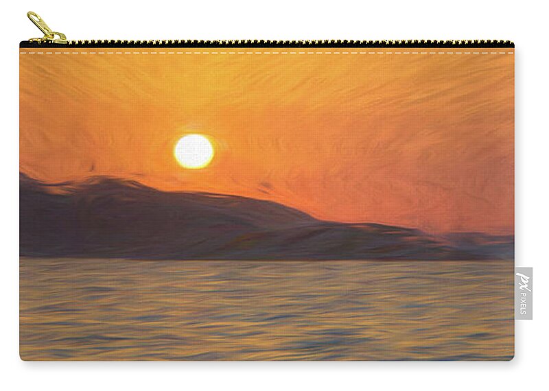 Sun Carry-all Pouch featuring the digital art Sunrise in Ibiza by Rick Deacon