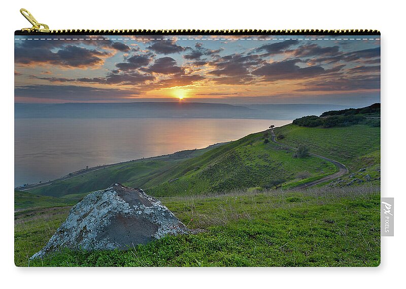 Tranquility Carry-all Pouch featuring the photograph Sunrise On Sea Of Galilee by Ilan Shacham