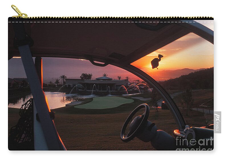 Golfing Zip Pouch featuring the photograph Sunrise on the Course by Terri Brewster