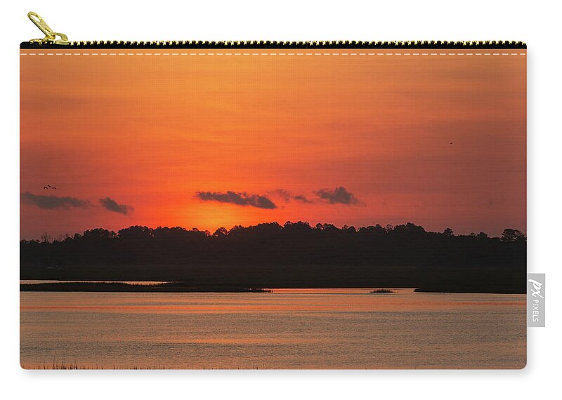 Murrells Inlet Zip Pouch featuring the photograph Sunrise Over Drunken Jack Island by D K Wall