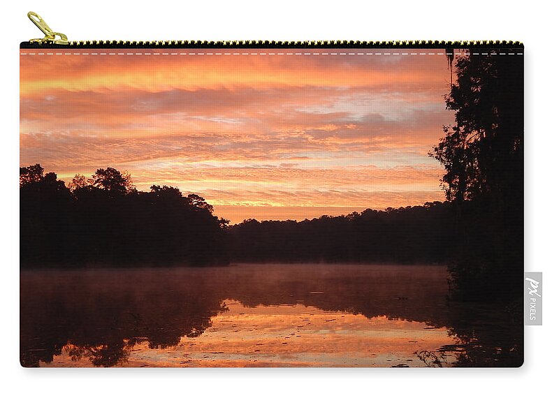 Sunrise Zip Pouch featuring the photograph Sunrise Stripes by Karen Stansberry