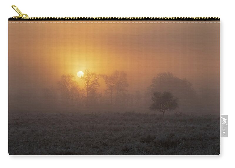 Sunrise Zip Pouch featuring the photograph Sunrise Through the Fog by Catherine Avilez