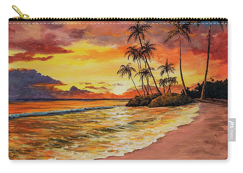 Sunset Carry-all Pouch featuring the painting Sunset And Palms by Darice Machel McGuire