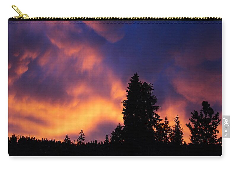 Sunset Zip Pouch featuring the photograph Sunset and trees by Jean Evans