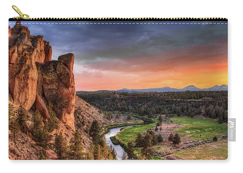 Scenics Carry-all Pouch featuring the photograph Sunset At Smith Rock State Park In by David Gn Photography
