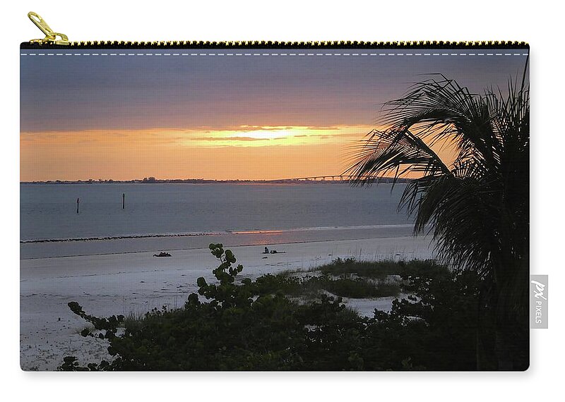 Beach Zip Pouch featuring the photograph Sunset at the Beach by Karen Stansberry