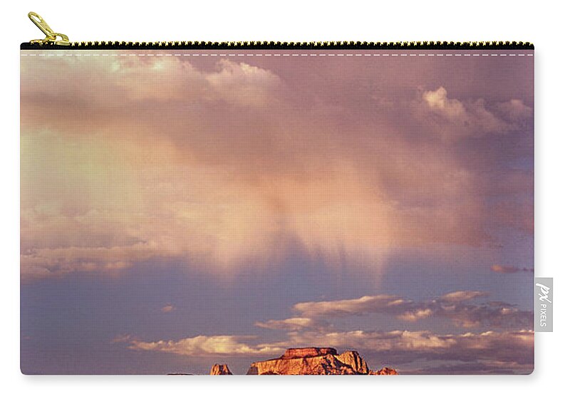 Dave Welling Zip Pouch featuring the photograph Sunset Highlights The Clouds West Temple Zion National Park Utah by Dave Welling