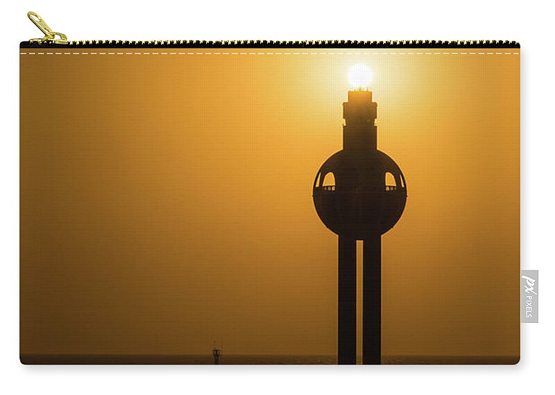 Lighthouse Zip Pouch featuring the photograph Sunset in Port Jeddah, Saudi Arabia by William Dickman