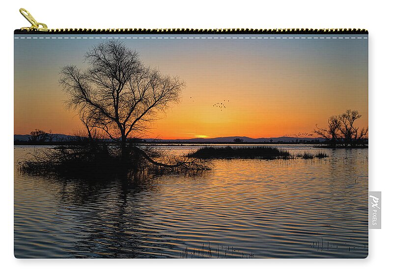 California Zip Pouch featuring the photograph Sunset in the Refuge by Cheryl Strahl