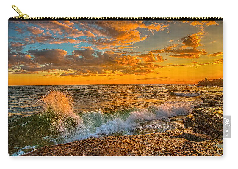 Lake Zip Pouch featuring the photograph Sunset on Lake Ontario by Fred J Lord