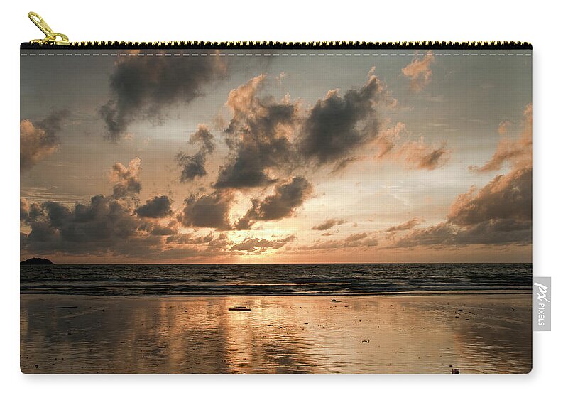 Andaman Sea Zip Pouch featuring the photograph Sunset On Patong Beach by Tbradford
