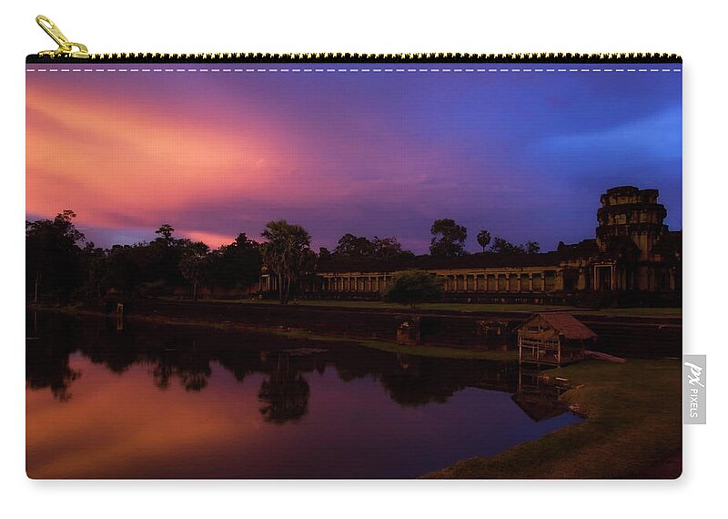 Hinduism Zip Pouch featuring the photograph Sunset Over Angkor Wat by El-branden Brazil