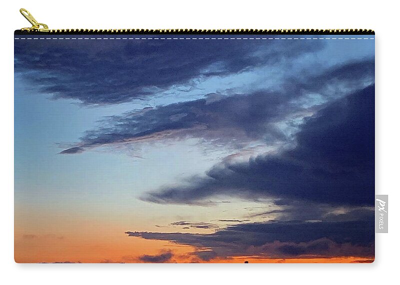 Daniel Zip Pouch featuring the painting Sunset over Austin by Daniel Nelson