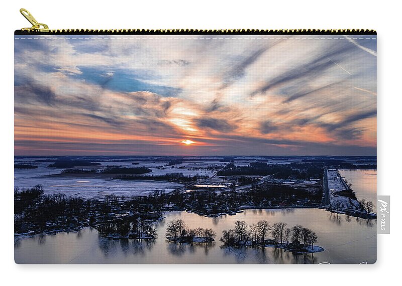  Zip Pouch featuring the photograph Sunset over Bellefontaine Island by Brian Jones