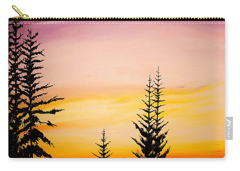  Zip Pouch featuring the painting Sunset Over Timberline Lodge #1 by James Dunbar