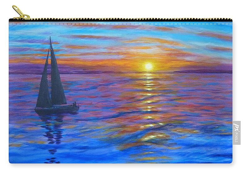 Sunset Sail Zip Pouch featuring the painting Sunset Sail by Amelie Simmons
