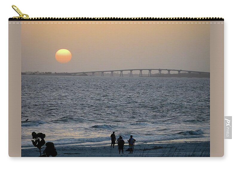 Sunset Zip Pouch featuring the photograph Sunset Sanibel Causeway by Karen Stansberry