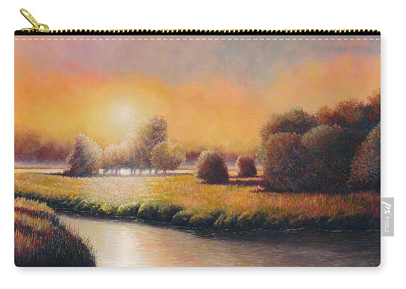 Landscape Zip Pouch featuring the painting Sunset Serenity by Douglas Castleman